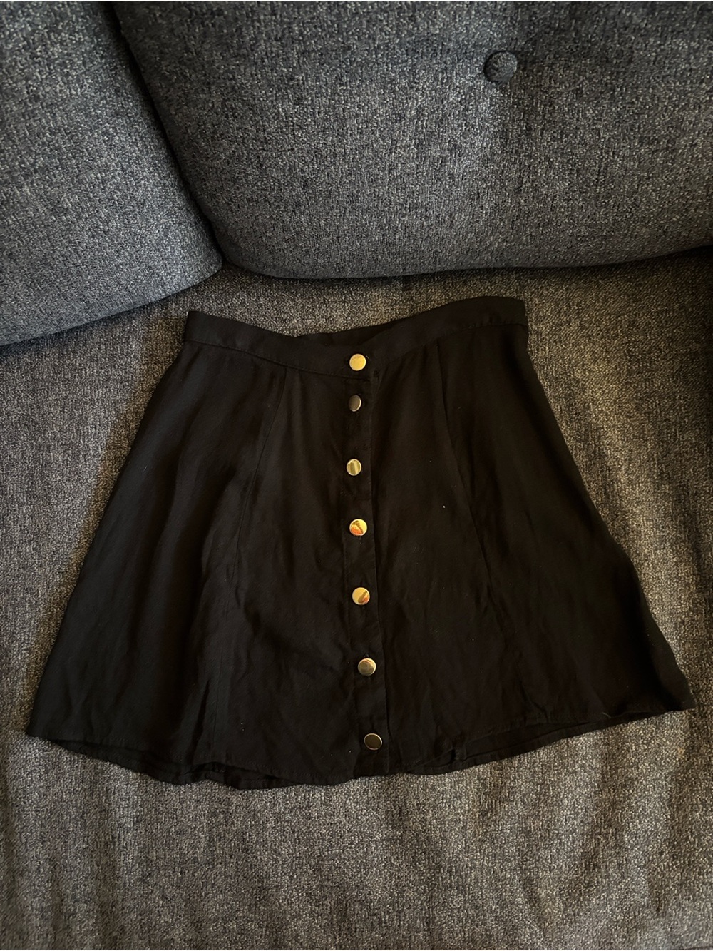 Reformation Black Skater Skirt with Gold Buttons - Sz 0 EUC